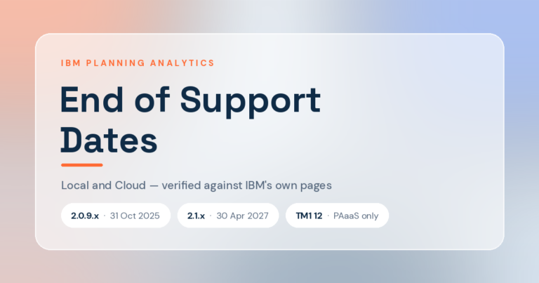 IBM Planning Analytics end of support dates for Local and Cloud versions